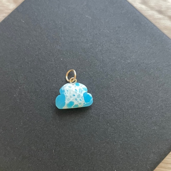 HANDMADE 14k SOLID Yellow Gold Mojave Turquoise Cloud Charm Pendant - Picture 4 of 6